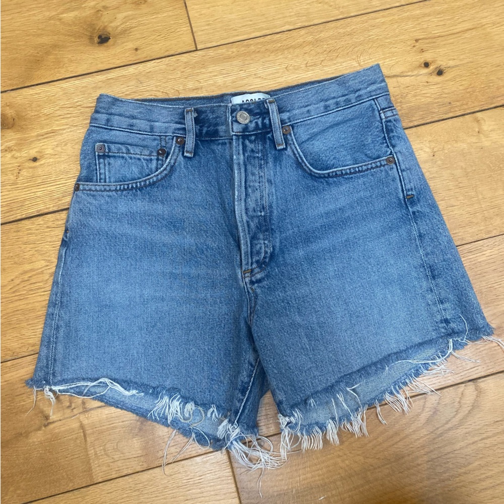 Agolde Reese Medium Wash Cotton High rise jean shorts - Picture 3 of 7